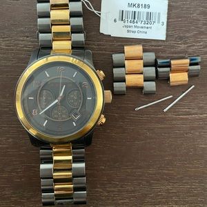 Michael Kors unisex gray and rose gold watch